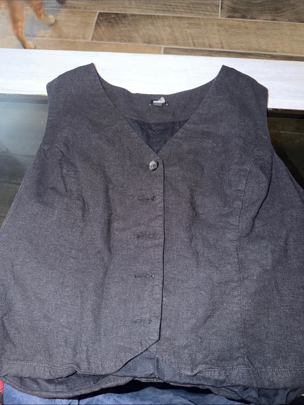 Express Black Button-Front Women's Vest